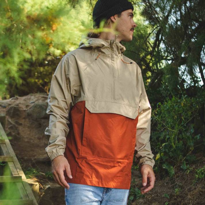 Passenger Männer Azure recycelte wasserdichte Jacke mit halbem Reißverschluss, Chinchilla-Braun 0BP2192 Kleidung braun