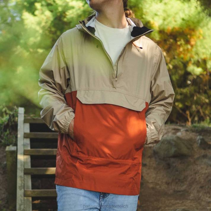 Passenger Männer Azure recycelte wasserdichte Jacke mit halbem Reißverschluss, Chinchilla-Braun 0BP2192 Kleidung braun