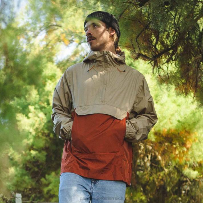 Passenger Männer Azure recycelte wasserdichte Jacke mit halbem Reißverschluss, Chinchilla-Braun 0BP2192 Kleidung braun