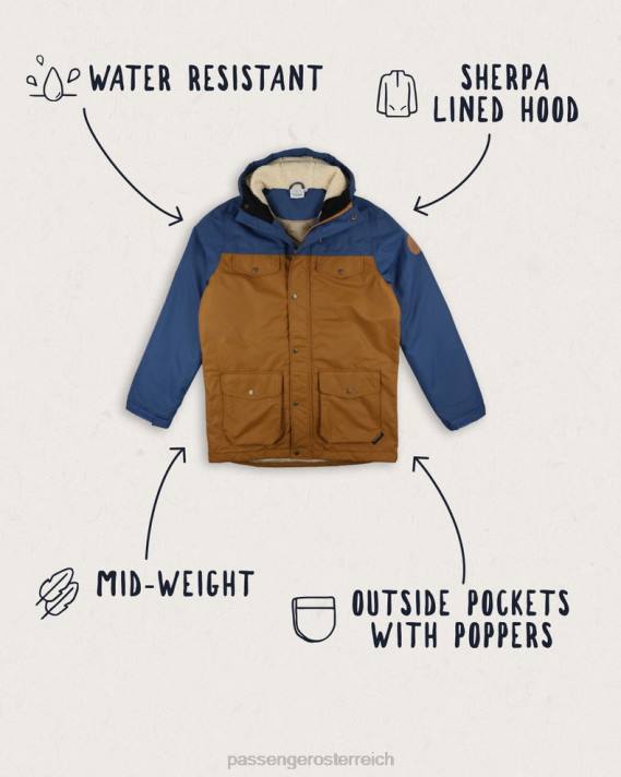 Passenger Männer Baltische recycelte Jacke in Fähnrichblau/Gummi 0BP2182 Kleidung Blau