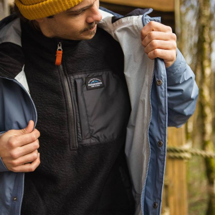 Passenger Männer Storm recycelte wasserdichte Jacke in Steinblau 0BP2180 Kleidung Blau