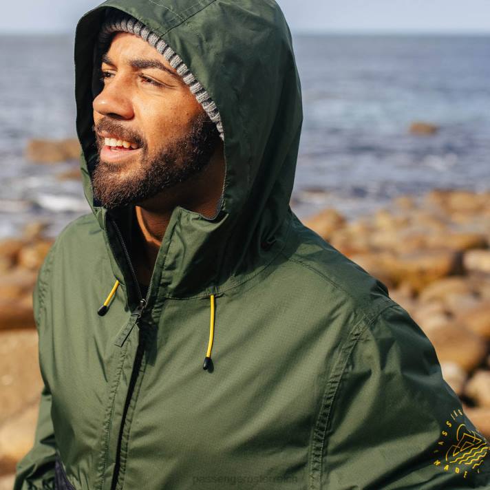 Passenger Männer azurblaue recycelte wasserdichte Jacke mit halbem Reißverschluss, Tannenbaum 0BP2174 Kleidung Baum