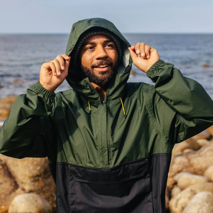 Passenger Männer azurblaue recycelte wasserdichte Jacke mit halbem Reißverschluss, Tannenbaum 0BP2174 Kleidung Baum