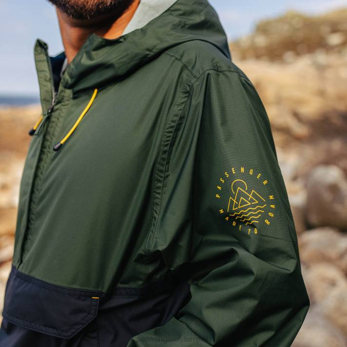 Passenger Männer azurblaue recycelte wasserdichte Jacke mit halbem Reißverschluss, Tannenbaum 0BP2174 Kleidung Baum