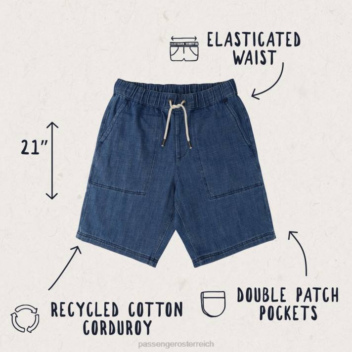 Passenger Männer Pine-Jeansshorts aus Bio-Baumwolle, gewaschener Denim 0BP2304 Kleidung Denim