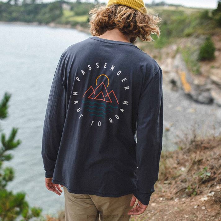 Passenger Männer Eskapismus recyceltes LS-T-Shirt in verblasstem Schwarz 0BP2229 Kleidung Schwarz