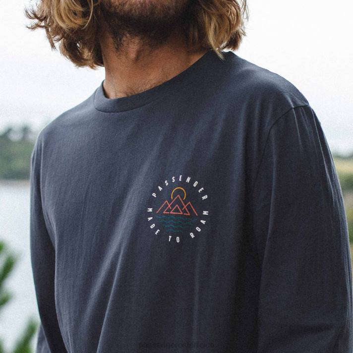 Passenger Männer Eskapismus recyceltes LS-T-Shirt in verblasstem Schwarz 0BP2229 Kleidung Schwarz