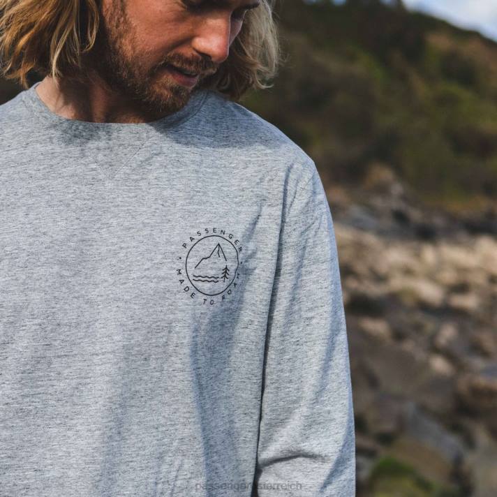 Passenger Männer Glendale recyceltes LS-T-Shirt, graumeliert gesprenkelt 0BP2228 Kleidung grau