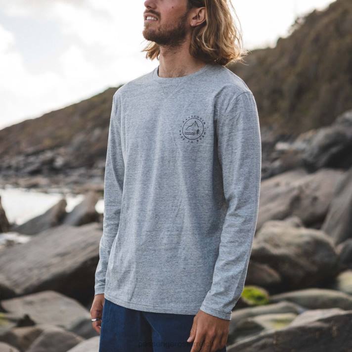 Passenger Männer Glendale recyceltes LS-T-Shirt, graumeliert gesprenkelt 0BP2228 Kleidung grau