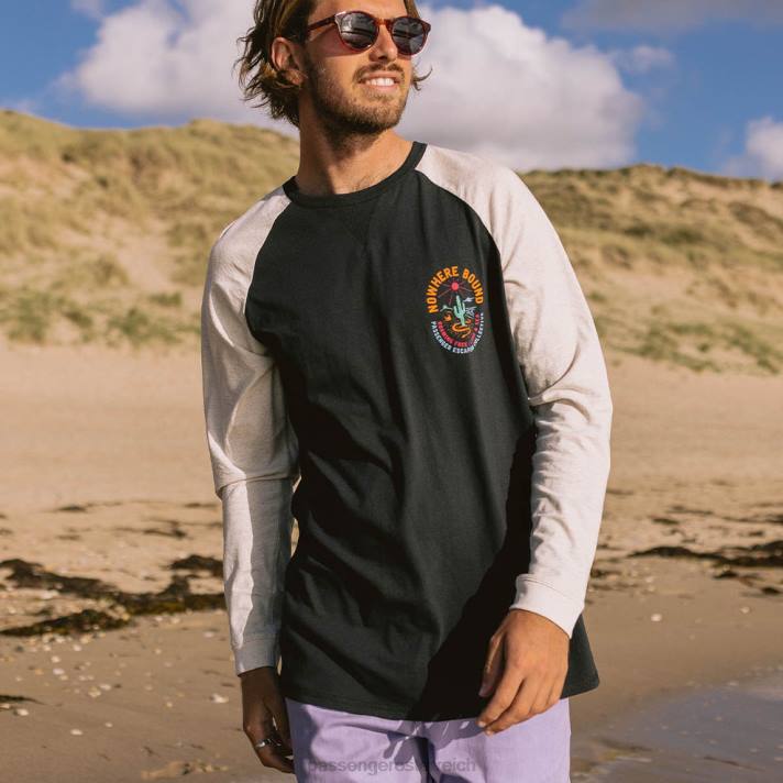 Passenger Männer Land & Sea LS-T-Shirt aus recycelter Baumwolle in Schwarz 0BP2236 Kleidung Schwarz