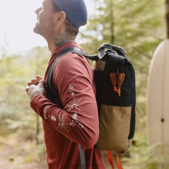 Passenger Männer Ls-T-Shirt aus recycelter OSC-Baumwolle, rostrot 0BP2226 Kleidung rostrot