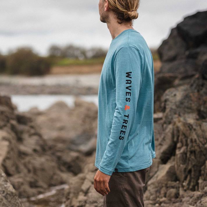 Passenger Männer Pantano recyceltes LS-T-Shirt ozeanblau 0BP2239 Kleidung Blau