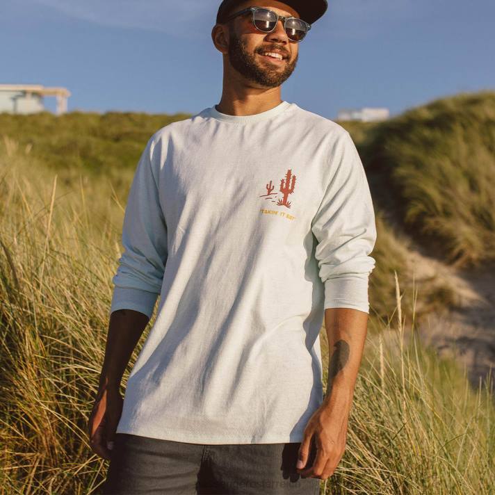 Passenger Männer Roll Slow Langarm-T-Shirt aus recycelter Baumwolle Reiher 0BP2227 Kleidung Reiher