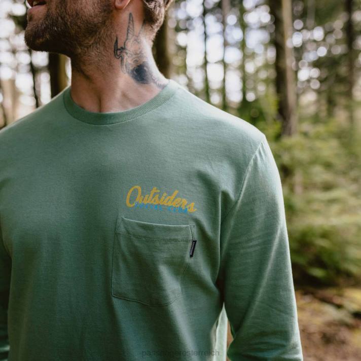 Passenger Männer Social Club Langarm-T-Shirt aus recycelter Baumwolle, dunkles Efeu 0BP2217 Kleidung Efeu