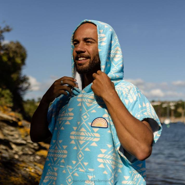Passenger Männer Baja Poncho aus recyceltem Handtuch, blaue Küste 0BP216 Kleidung Blau