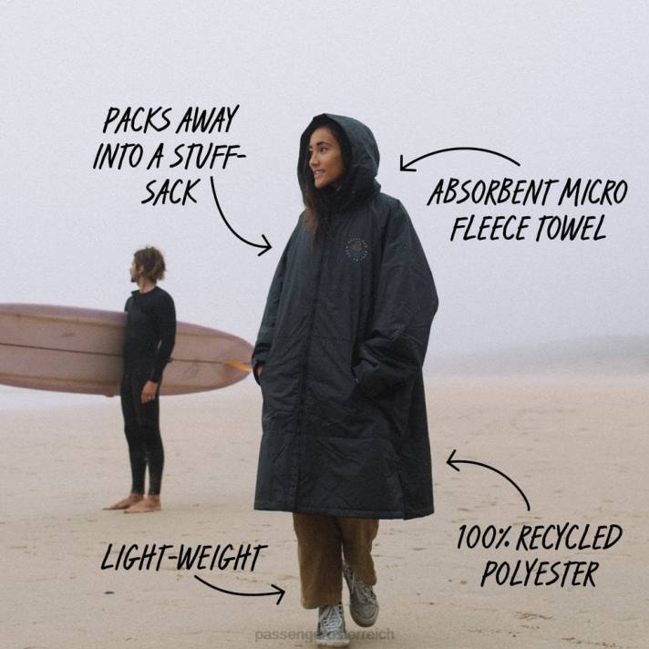 Passenger Männer Eskapismus-Wickelmantel mit recyceltem Handtuchfutter in Schwarz 0BP2650 Kleidung Schwarz