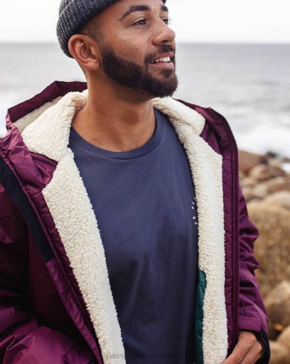 Passenger Männer Eskapismus, recycelter Sherpa-gefütterter Umkleidemantel, Wein 0BP29 Kleidung Wein