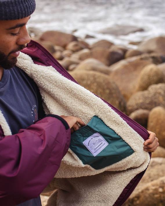 Passenger Männer Eskapismus, recycelter Sherpa-gefütterter Umkleidemantel, Wein 0BP29 Kleidung Wein
