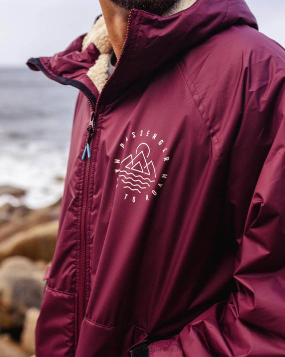 Passenger Männer Eskapismus, recycelter Sherpa-gefütterter Umkleidemantel, Wein 0BP29 Kleidung Wein