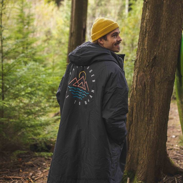 Passenger Männer Nomadic Wickelmantel mit recyceltem Sherpa-Futter, Schwarz 0BP210 Kleidung Schwarz