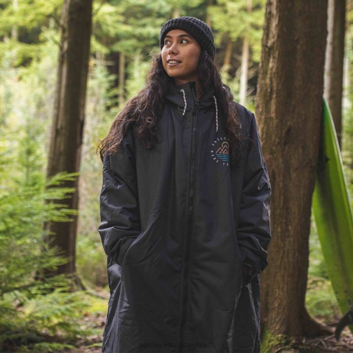 Passenger Männer Nomadic Wickelmantel mit recyceltem Sherpa-Futter, Schwarz 0BP2648 Kleidung Schwarz