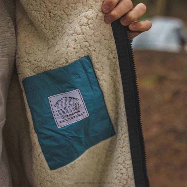 Passenger Männer Nomadic Wickelmantel mit recyceltem Sherpa-Futter, Schwarz 0BP2648 Kleidung Schwarz