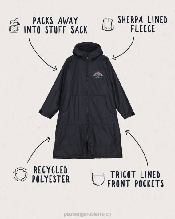 Passenger Männer Roaming Nomads recycelter, mit Sherpa gefütterter Wickelmantel Phantom 0BP26 Kleidung Phantom