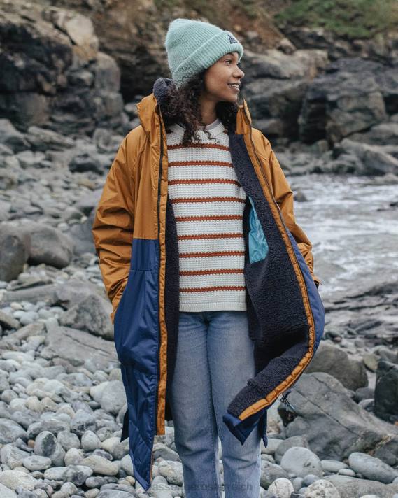 Passenger Männer Roaming-Wickelmantel mit recyceltem Sherpa-Futter, sattes Marineblau/Goldbraun 0BP2645 Kleidung braun