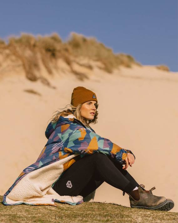 Passenger Männer Umkleidemantel mit Wellenmuster aus recyceltem Sherpa und tiefblauem Tarnmuster 0BP21 Kleidung Blau