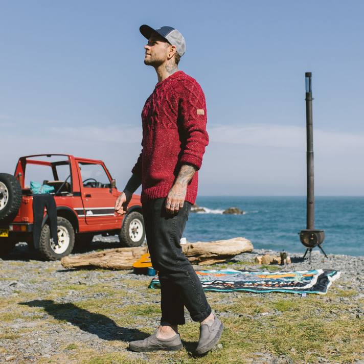 Passenger Männer Pow-Strickpullover in Rotbraun 0BP2208 Kleidung rostrot