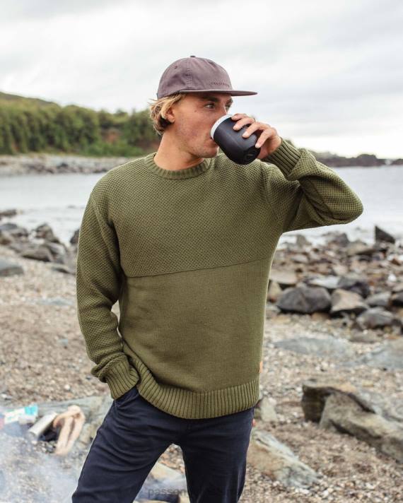 Passenger Männer Swell Strickpullover Khaki 0BP2198 Kleidung khaki