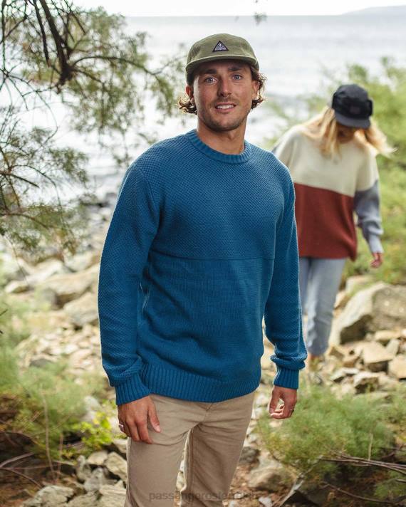 Passenger Männer Swell Strickpullover in Blaustahl 0BP2197 Kleidung Blau