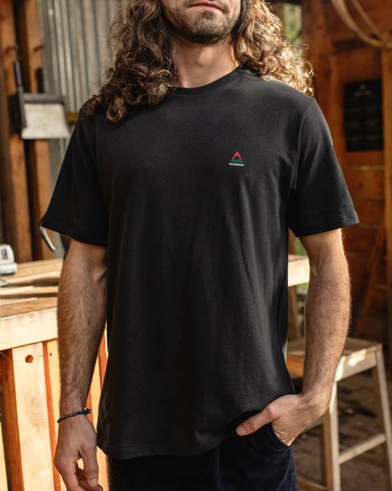 Passenger Männer Klassisches Logo-T-Shirt aus recycelter Baumwolle in Schwarz 0BP2343 Kleidung Schwarz