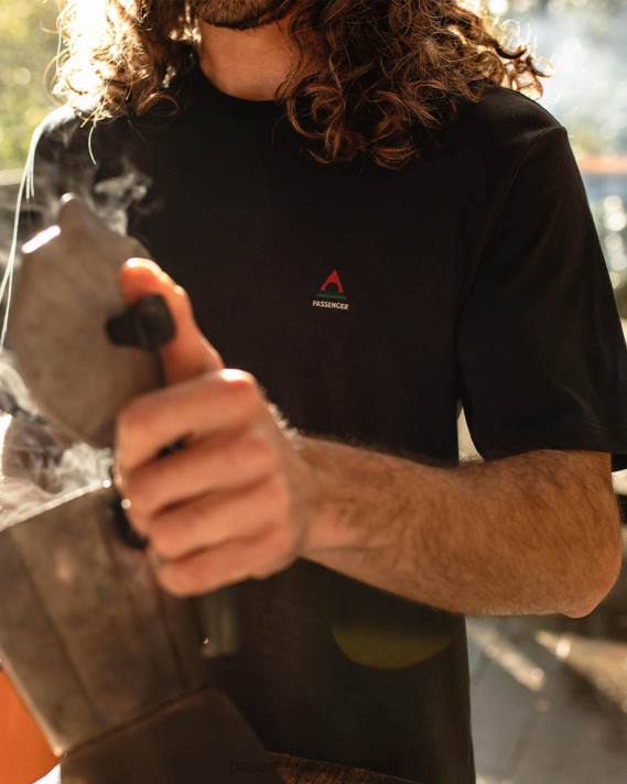 Passenger Männer Klassisches Logo-T-Shirt aus recycelter Baumwolle in Schwarz 0BP2343 Kleidung Schwarz