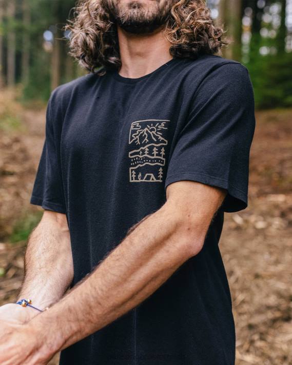 Passenger Männer Natur-T-Shirt aus recycelter Baumwolle in Schwarz 0BP2366 Kleidung Schwarz