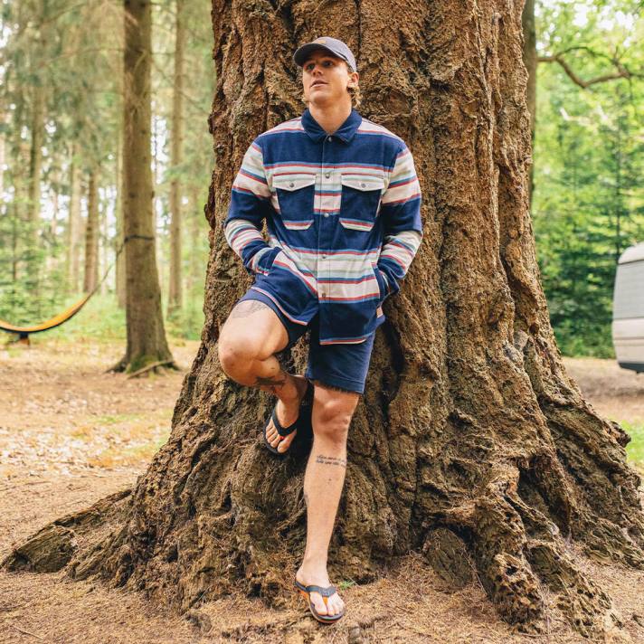 Passenger Männer Ahorn-Shirt aus recyceltem Polarfleece, marineblau, gestreift 0BP270 Kleidung Marine