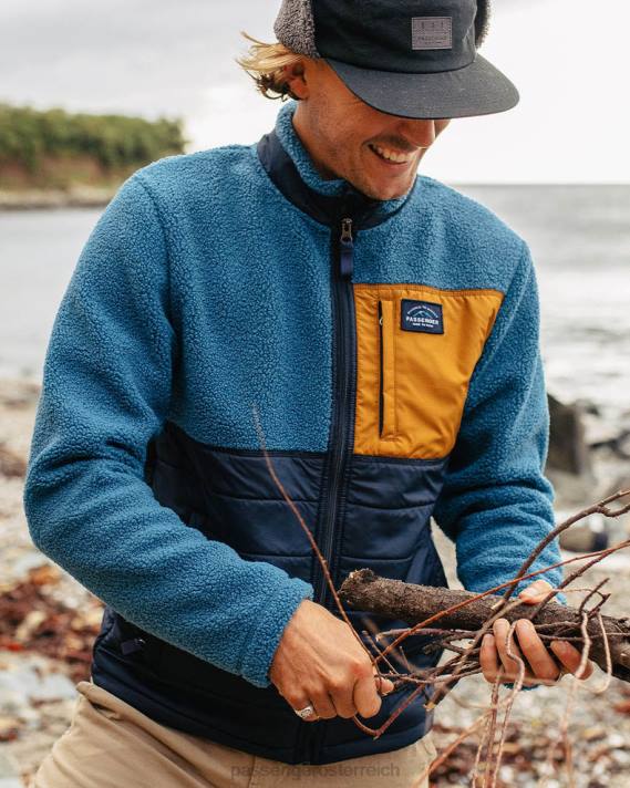 Passenger Männer Born Explorer recyceltes, polargefüttertes Sherpa-Fleece in blauem Stahl 0BP251 Kleidung Blau