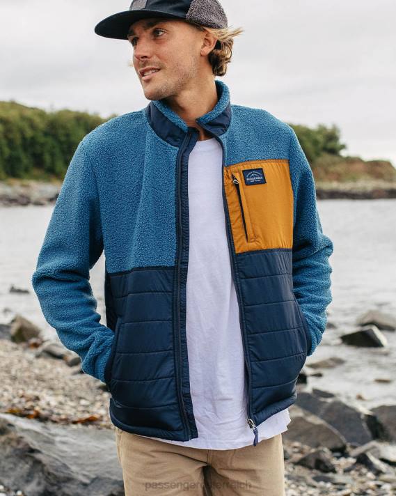 Passenger Männer Born Explorer recyceltes, polargefüttertes Sherpa-Fleece in blauem Stahl 0BP251 Kleidung Blau