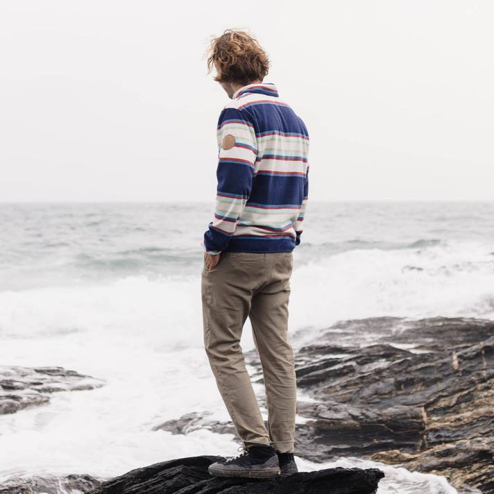 Passenger Männer Canyon-Pullover aus recyceltem Polarfleece, marineblau, gestreift 0BP268 Kleidung Marine