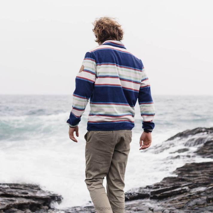 Passenger Männer Canyon-Pullover aus recyceltem Polarfleece, marineblau, gestreift 0BP268 Kleidung Marine