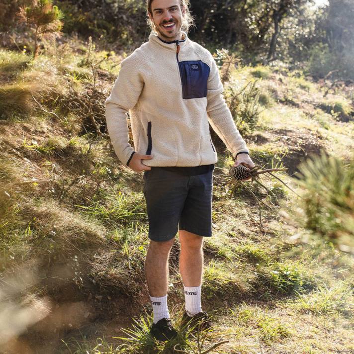 Passenger Männer Offgrid 1/4-Reißverschluss aus recyceltem Sherpa-Fleece Haferflocken/Marineblau 0BP223 Kleidung Marine