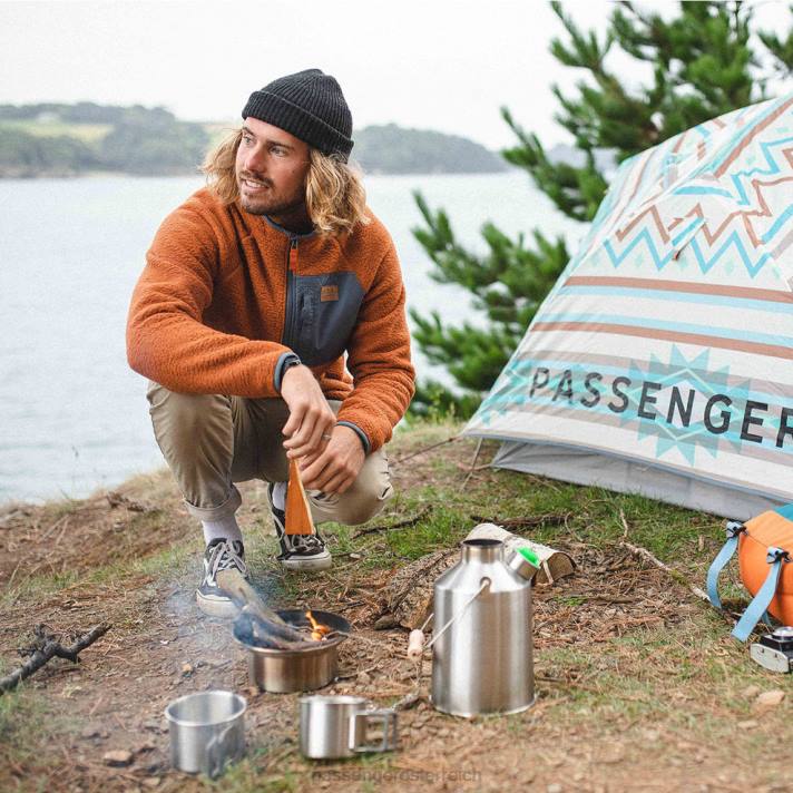 Passenger Männer Offgrid 1/4-Reißverschluss aus recyceltem Sherpa-Fleece in glasiertem Ingwer 0BP249 Kleidung glasiert