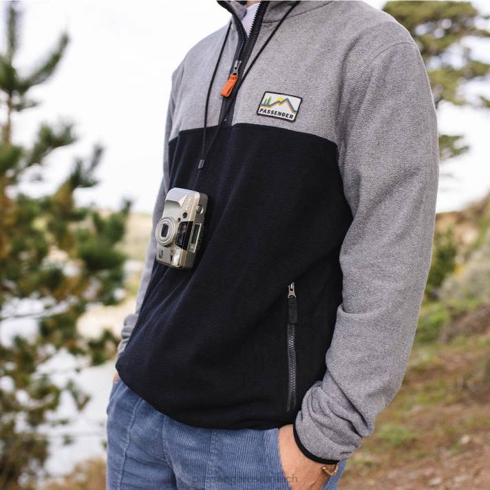 Passenger Männer Set aus recyceltem Polarfleece mit 1/4-Reißverschluss in Graumeliert/Schwarz 0BP242 Kleidung grau