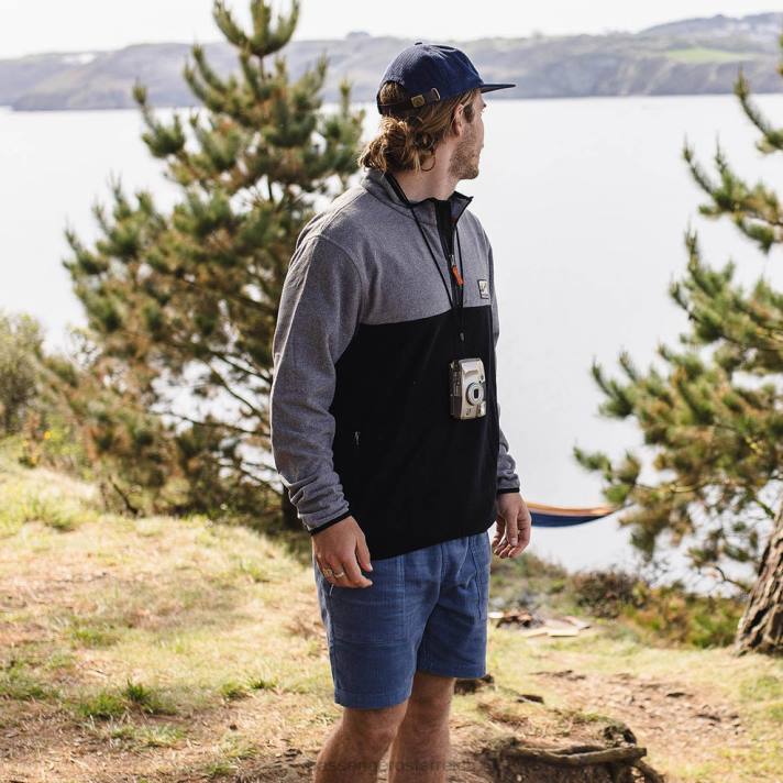 Passenger Männer Set aus recyceltem Polarfleece mit 1/4-Reißverschluss in Graumeliert/Schwarz 0BP242 Kleidung grau