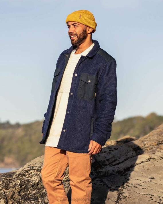 Passenger Männer Spruce-Hemd aus recyceltem Sherpa-Fleece in Marineblau 0BP246 Kleidung Marine