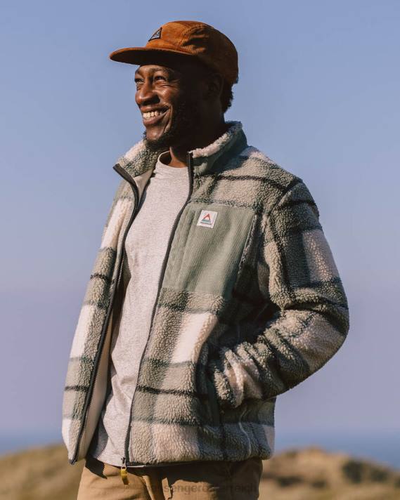 Passenger Männer Trekker recyceltes hochfloriges Sherpa-Fleece mit Pistazienkaro 0BP243 Kleidung Pistazie