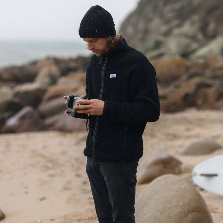 Passenger Männer Tripper Full Zip recyceltes Sherpa-Fleece schwarz 0BP228 Kleidung Schwarz