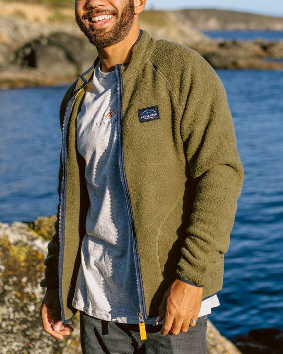 Passenger Männer Tripper recyceltes Sherpa-Fleece mit durchgehendem Reißverschluss, Khaki 0BP245 Kleidung khaki