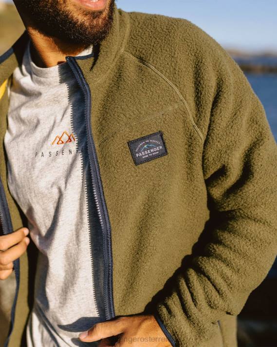 Passenger Männer Tripper recyceltes Sherpa-Fleece mit durchgehendem Reißverschluss, Khaki 0BP245 Kleidung khaki