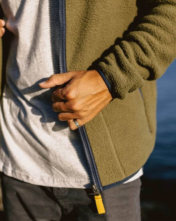 Passenger Männer Tripper recyceltes Sherpa-Fleece mit durchgehendem Reißverschluss, Khaki 0BP245 Kleidung khaki